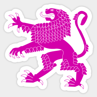 Heraldic Rampant Lion (Pink) Sticker